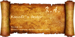 Kaszás Andor névjegykártya