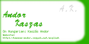 andor kaszas business card